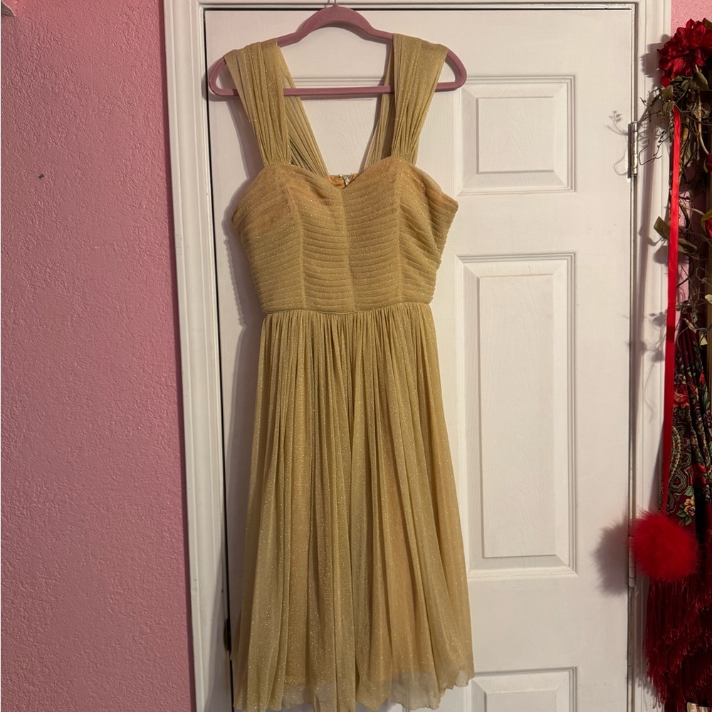 Unique Vintage Gold Glitter Dress